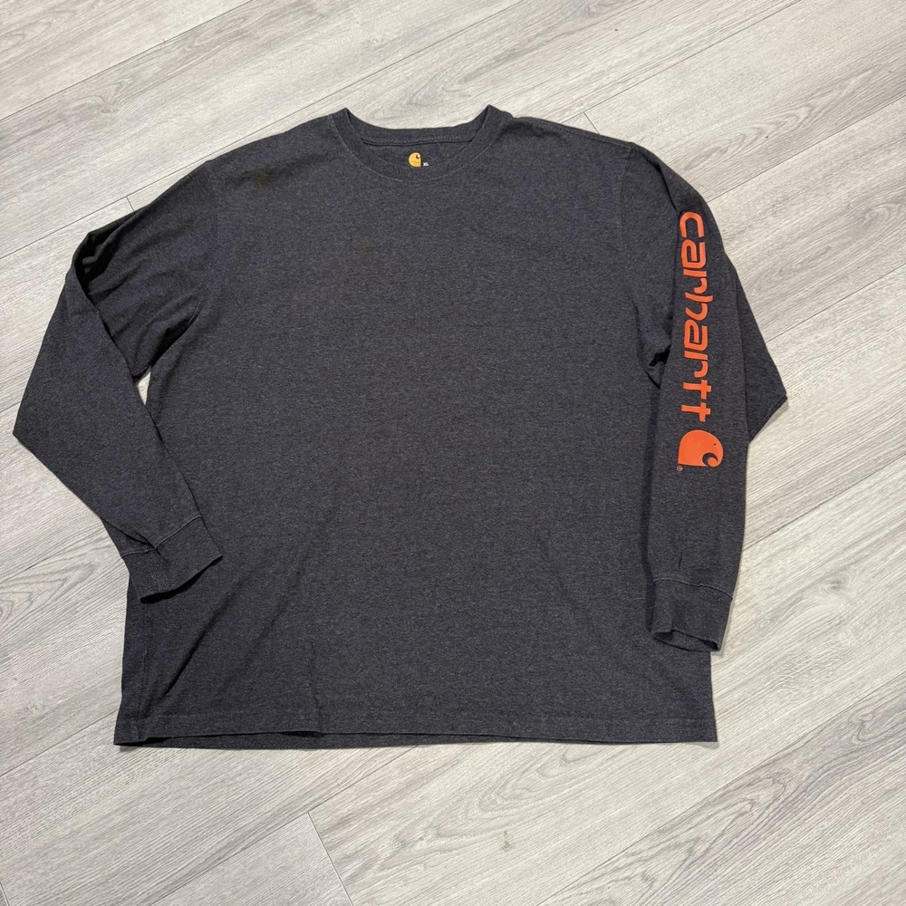 Carhartt Original Fit Long Sleeve Work Shirt Charcoal/Orange Mens Size XLarge